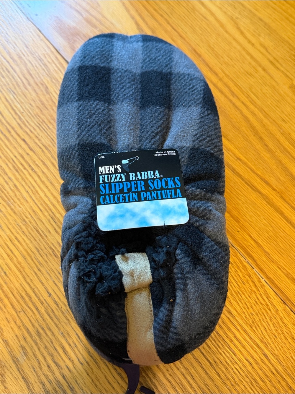 Men's Fuzzy Babba Slipper Socks - Black & Gray